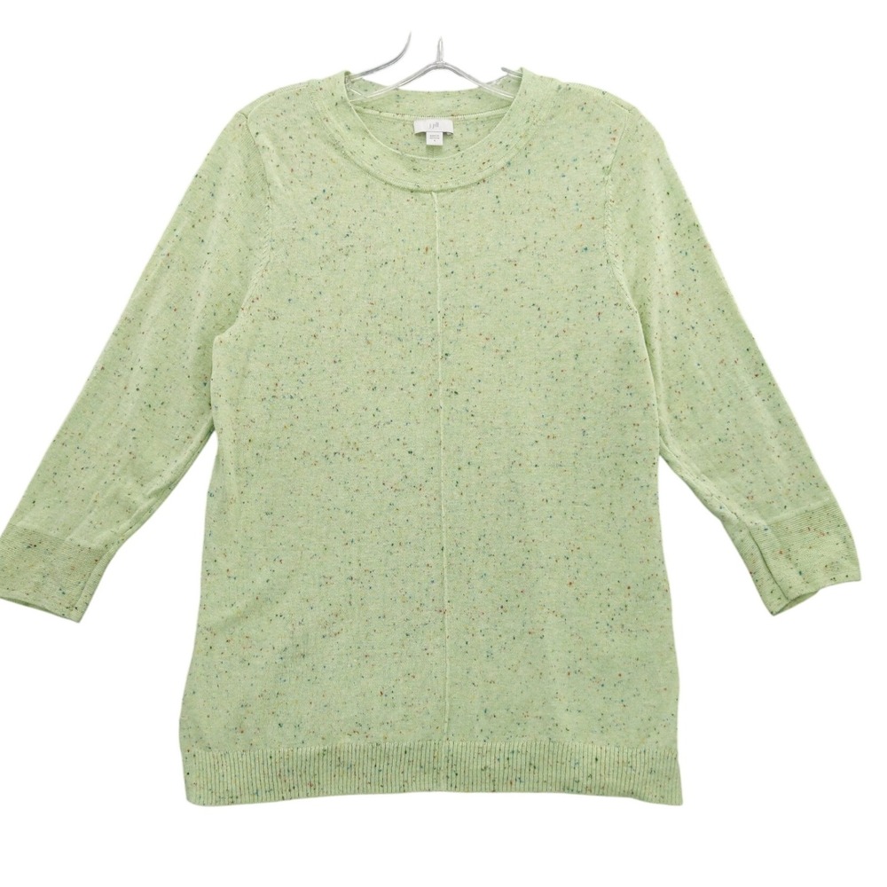 J. Jill Womens Sz S Colorful‎ Speckled Confetti Sweater Pullover Crew Neck Green